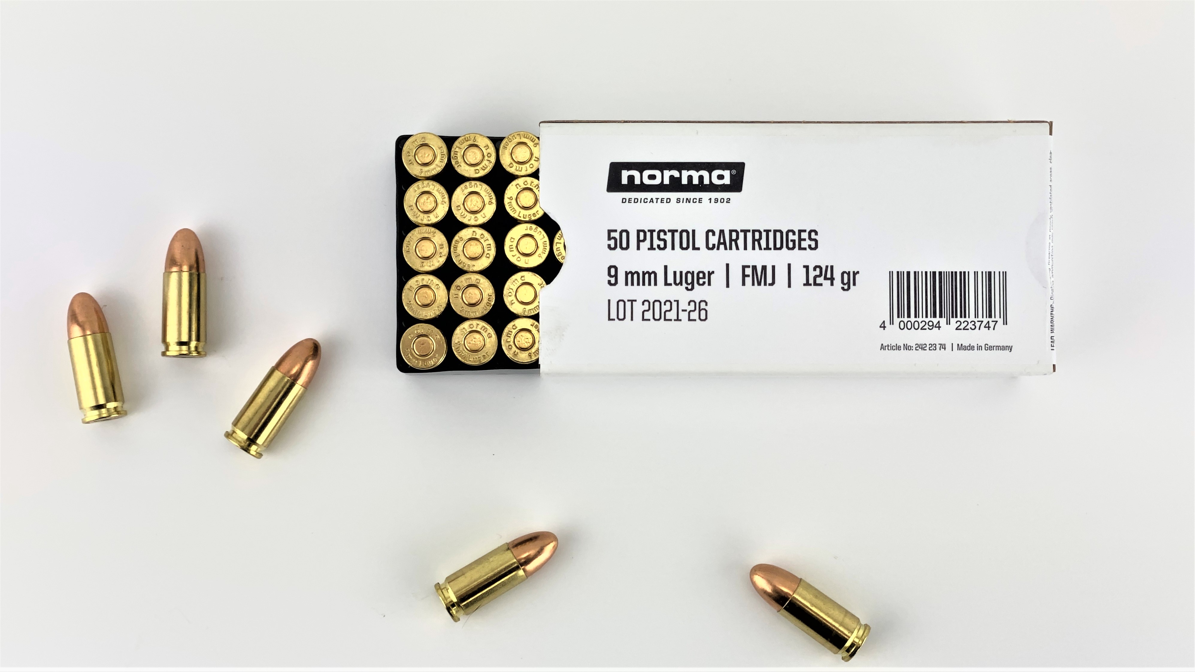 Pistolenmunition 9mm Luger 50 Patronen von Norma | F.A.S.T. Onlineshop Berlin