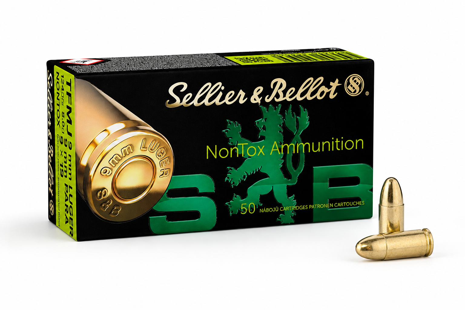 S&B 9 mm Luger TFMJ NonTox 8,0g/124grs S&B 9 mm Luger TFMJ NonTox 8,0g/124grs