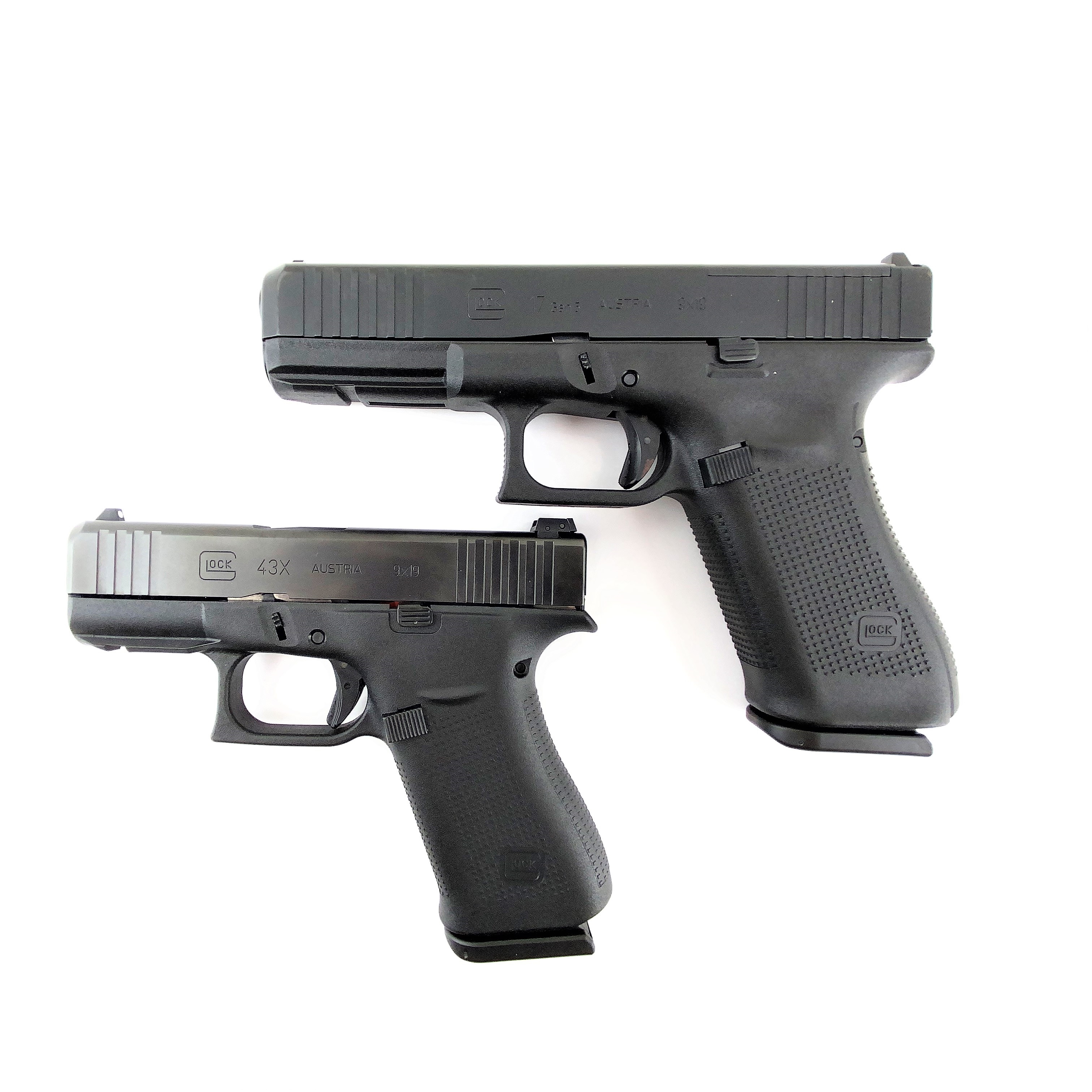 Größenvergleich Glock 17 gen5 und Glock 43X